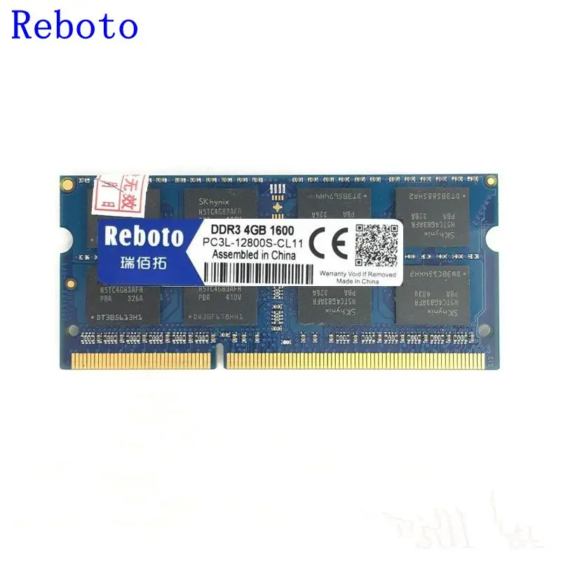 Reboto Memory RAM 4GB 1600MHz DDR3L Memory Voltage 1 35V Memoria for Laptop Notebook