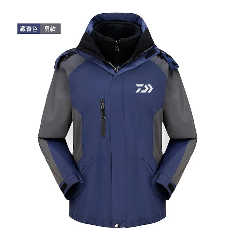 Daiwa Fishing Clothing For Men Women Autumn Winter Waterproof Warm Fishing Jackets Patchwork Hooded Mountaineering Suits