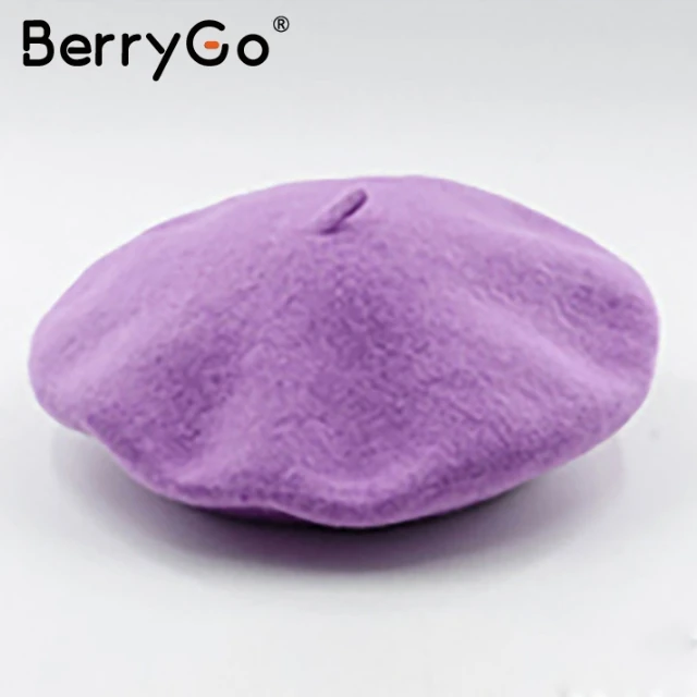 BerryGo, зимний шерстяной женский берет шапка Кепка, Повседневная Уличная одежда, Черный берет, кепка, элегантный теплый осенний женский Французский Берет, шапочка - Цвет: Color5