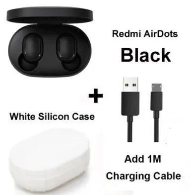 Оригинальные наушники Xiaomi Redmi AirDots, настоящие беспроводные наушники TWS 5,0, bluetooth, DSP, активное шумоподавление, Прямая поставка - Цвет: with case and cable