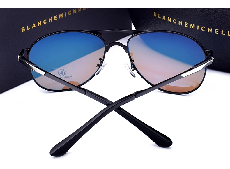 Blanche Мишель бренд classic Pilot Sunglasses Для мужчин поляризационные UV400 Для мужчин с солнцезащитные очки мужской вождения Óculos gafas-де-сол hombre