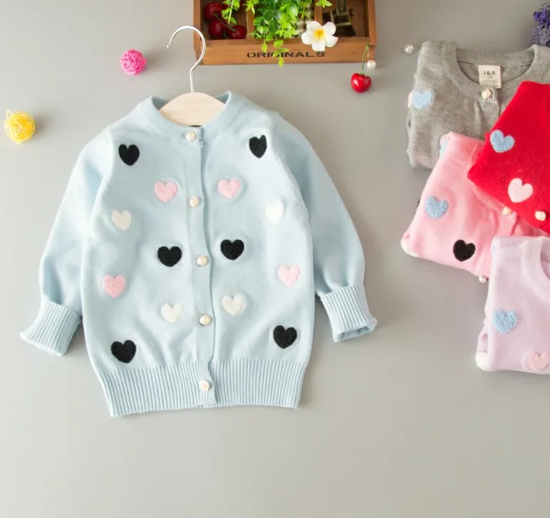 

2019 Spring and autumn new baby girl cardigan sweaters baby lovely sweater kids girl long sleeve sweaters