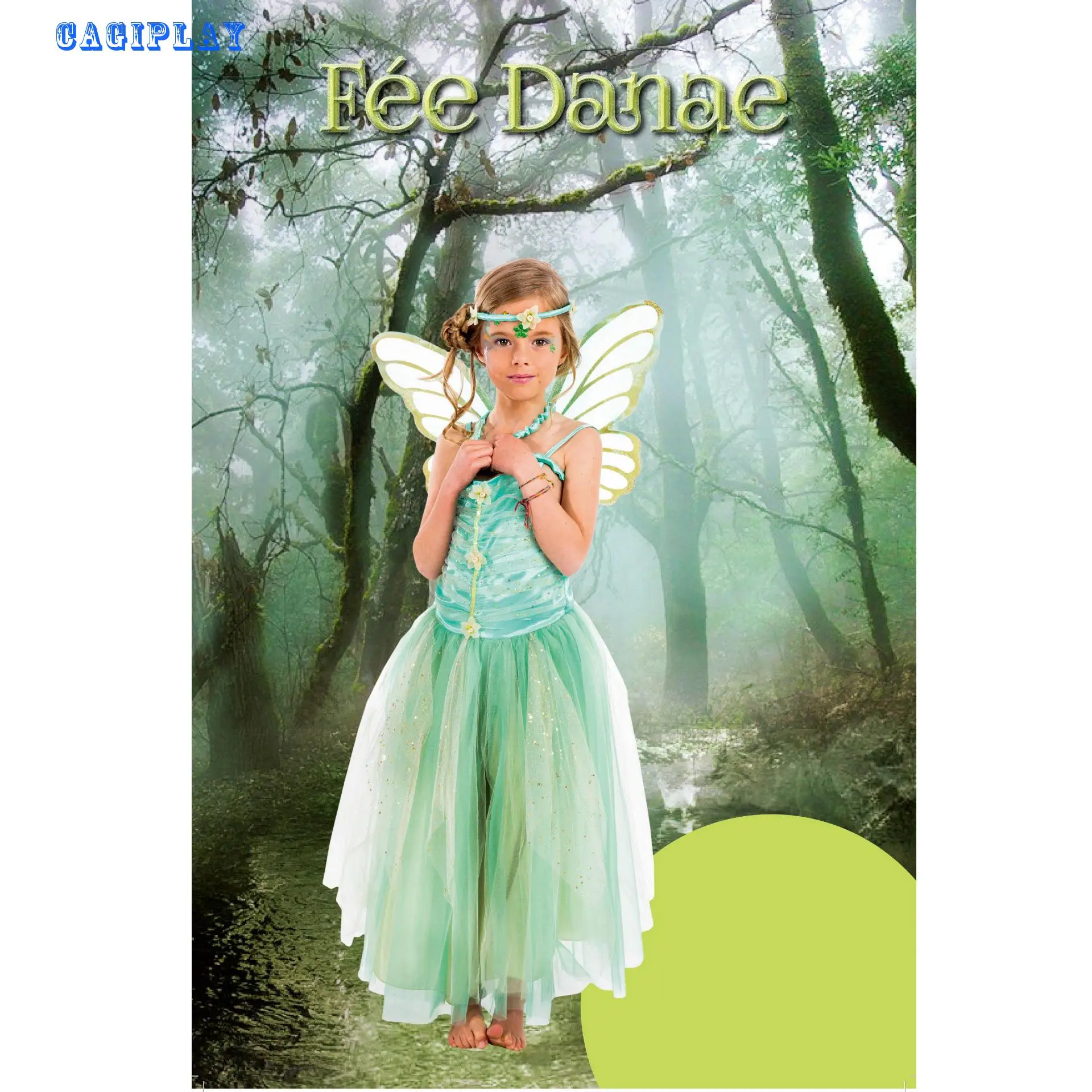 Волшебная сказочная балетная пачка для костюмированной вечеринки в стиле Тинкербелл; платье принцессы для дня рождения; Зеленый Детский костюм на Хэллоуин с крыльями
