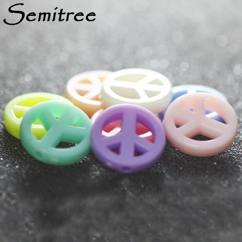 

100Pcs 15mm Mixed Multicolor Acrylic Beads Peace Symbol Charm Beads for Kids Diy Bracelet Necklace Jewelry Making Supplies