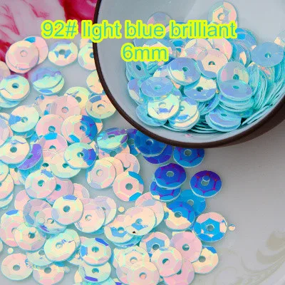 

40g 6mm Cup Round Sequins Paillettes Sewing Decoration Artesanatos Acessorios 92# Light Blue Brilliant