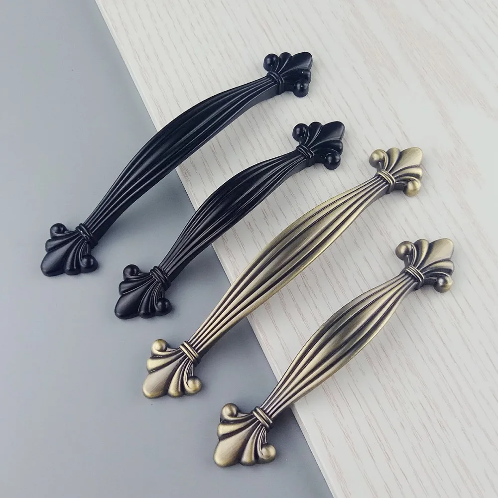 

Bronze Black Furniture Hardware Handle Kitchen Cabinets Wood Sliding Door Drawer Knob Wardrobe Cupboard Dresser Push Pull Handle