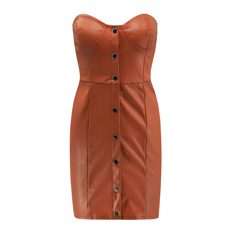 Forefair Leather Bodycon Dress Sexy (2)