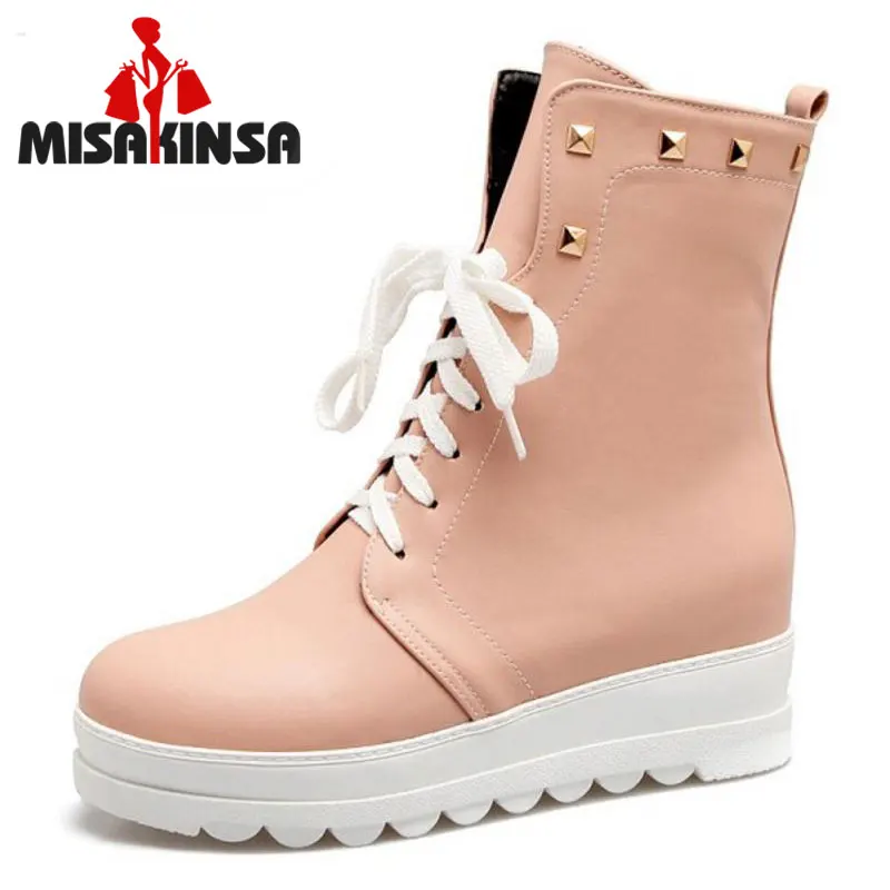 FITWEE Size 33 43 Office Lady High Heel Boots Women Platform Rivets