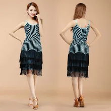 2016 New Latin Dance Costume Clothes Sequins&Tassel women Latin Dress Club dress Party Wears 3 colors free shipping