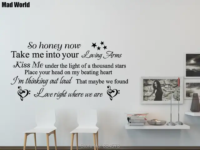 Mad World Thinking Out Loud Song Lyrics Quote Wall Art Stickers Mad World Thinking Out Loud Song Lyrics Quote Wall Art Stickers Decal Home Decoration
