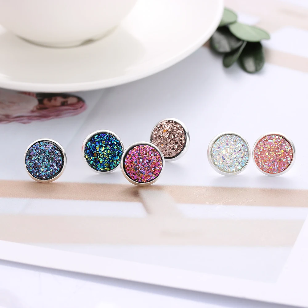 1 пара ручная работа Druzy/Drusy полимерная серьга сверкающее купольное уплотнение