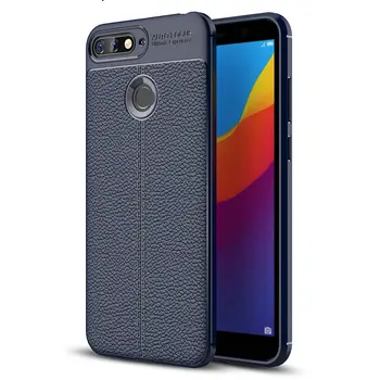 

50pcs/lot For Huawei Honor 10 Lite Litchi Anti-Shock TPU Cover For Huawei Honor 7A Pro 3GB 32GB With Fingerprint Y6 Prime 2018
