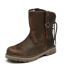 Новинка; мужские ботинки; модные мужские ботинки из натуральной кожи; цилиндрические Мужские ботинки в западном стиле для отдыха; модные зимние ботинки