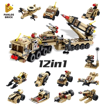 

549PCS Patriot Air Defense Missile 12in1 Gunboat Rocket Launcher Hovercraft Submarine Cross-country Car Building Block Fun Toys