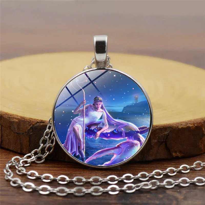 

(12pcs/lot)Pendant Necklace Constellation Star Sign Necklace zodiac signs twelve constellations horoscope For Women Girl Gift