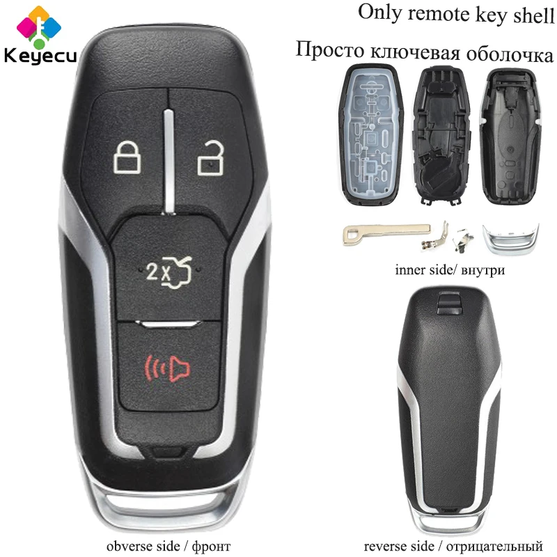 

KEYECU Smart Prox Remote Key Shell - 3+1/ 4 Buttons - FOB for Lincon MKC MKX Mustang Fusion Explorer F-150 Edge M3N-A2C31243300