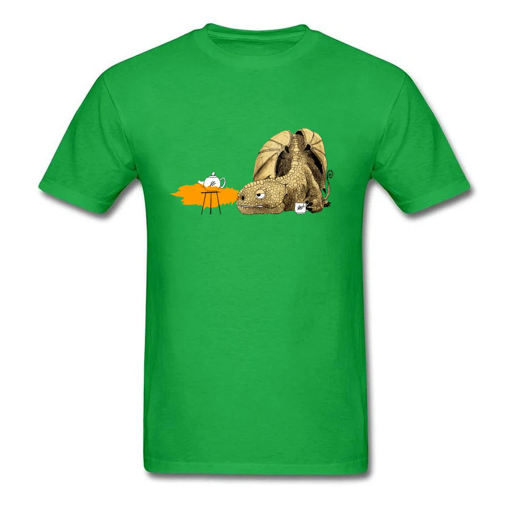  Male T-shirts Dragon making Tea Casual Tops Shirts Cotton Fabric O-Neck Short Sleeve Geek Tee Shirt Summer/Autumn Dragon making Tea green
