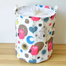 Хлопок белье Симпатичные совы с ручкой белье ZAKKA Винтаж хранения корзина для белья Сложите Bin 35x45 см