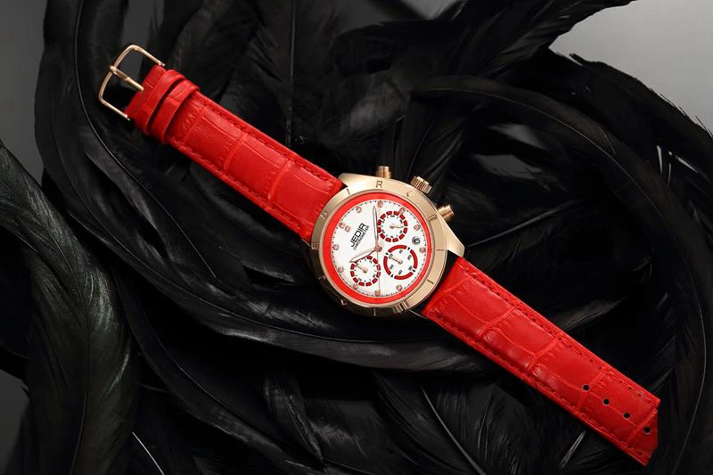 JEDIR часы женские кварцевые модные повседневное бизнес часы кожаный браслет женский 24 часа Авто Дата наручные 6011
