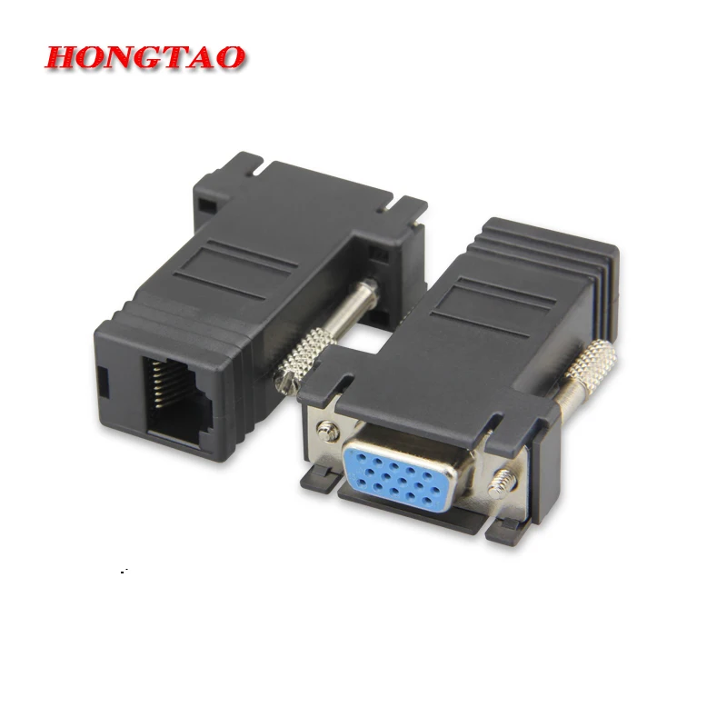 

New VGA Female To RJ45 Female LAN CAT5 CAT6 Network Cable Adapter Connector Extender Kit  Computer adapter Black
