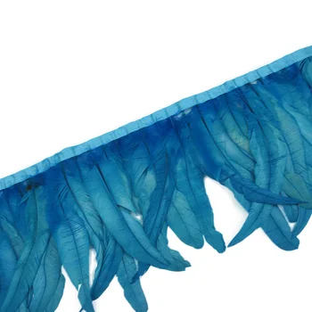 

Wholesale 30-35CM Lake Blue Cock tail feather trim Coque feather trimmed ribbon DIY dress skirt decoration accessories