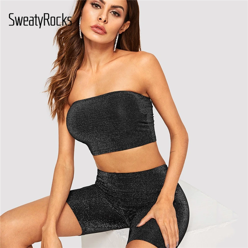 SweatyRocks بريق المحاصيل العصابة و طماق مجموعة تي شيرتات قصيرة للأطفال النساء مثير مطابقة مجموعة حمالة الأسود وتتسابق أكتيفيوير 2 قطعة مجموعة SweatyRocks بريق المحاصيل العصابة و طماق مجموعة تي شيرتات قصيرة للأطفال النساء مثير مطابقة مجموعة حمالة الأسود وتتسابق أكتيفيوير 2 قطعة مجموعة