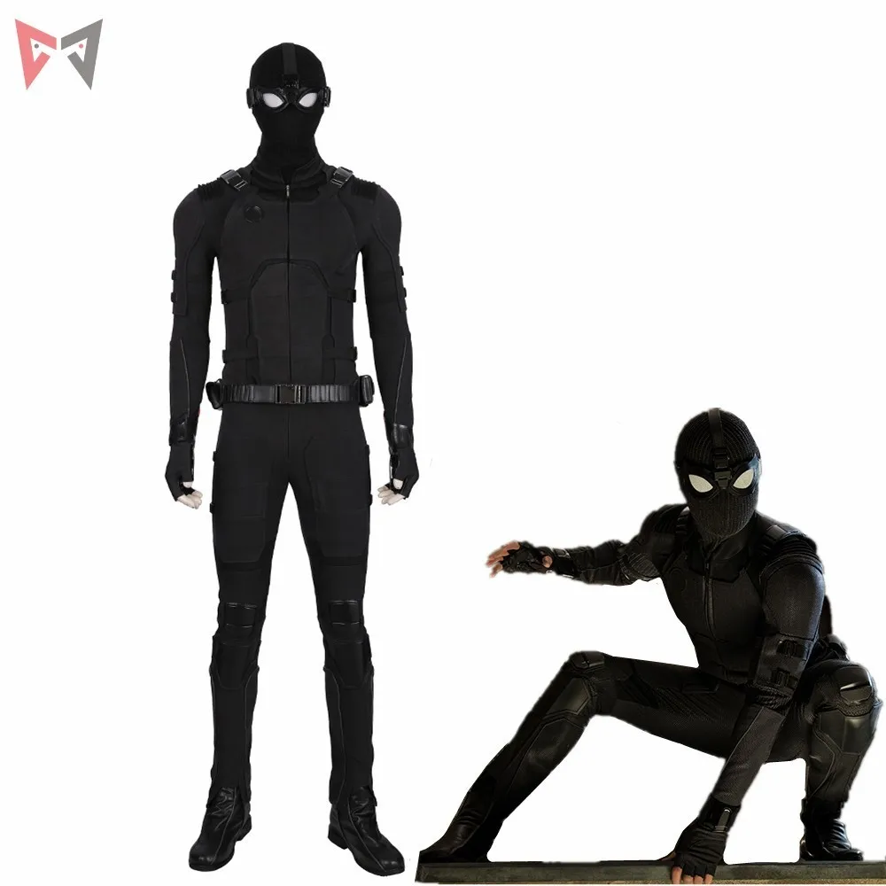 

Spiderman Far From Home Stealth Cosplay Costume Carnival Halloween Hero Outfits Black Suit Custom Made