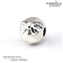 Подлинная Подвеска из стерлингового серебра 925 пробы, изящный бант, бусины для изготовления ювелирных изделий, подходит для Пандоры, Подвески, браслет Berloques