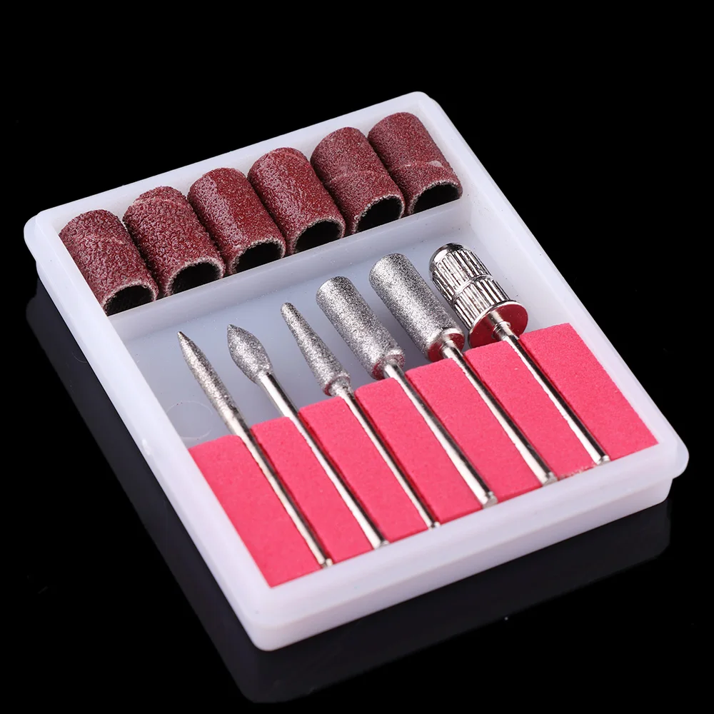 6Pcs/Set Nail Art Drill Bit Replace Sandpaper Head Gel Grinding Sanding