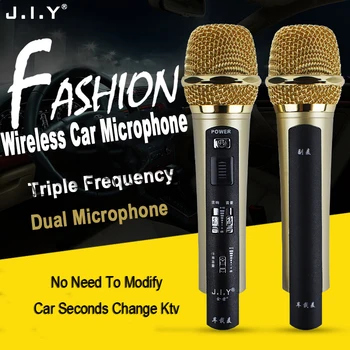 

JIY Metal Multifunctional condenser wireless Microphone High fidelity sound studio microphones for karaoke meeting Car dual Mic