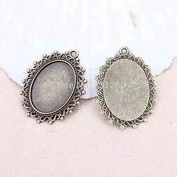 

10pcs/lot 25x34mm(inner size 18x25mm) Antique Bronze Cameo Cabochon Base Setting Charm Pendant