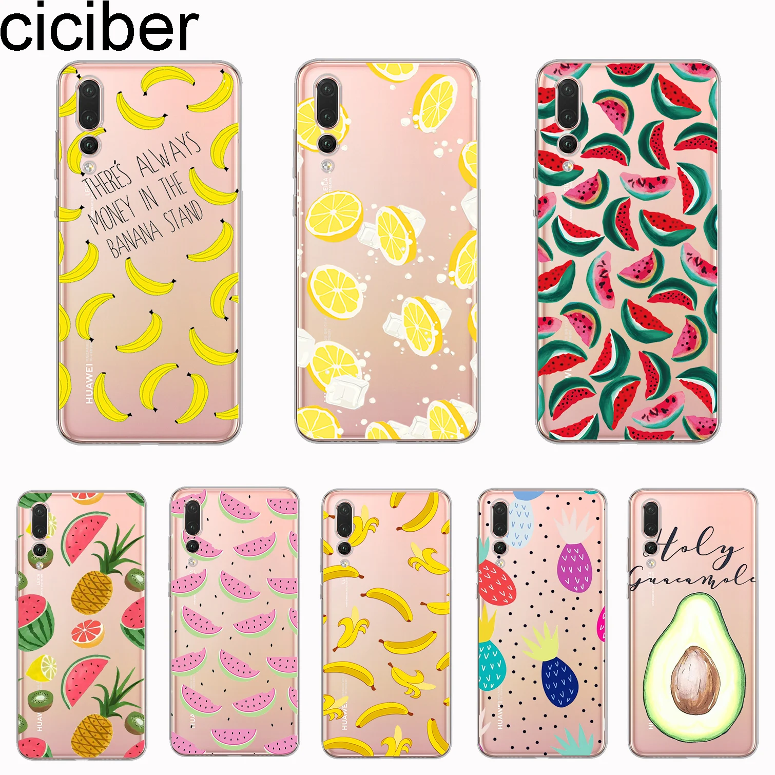 

ciciber Cover For Huawei P30 P20 P10 P9 P8 Lite Pro Plus 2017 P smart 2019 Phone Cases Soft TPU Fruit Banana Lemon Fundas Coque