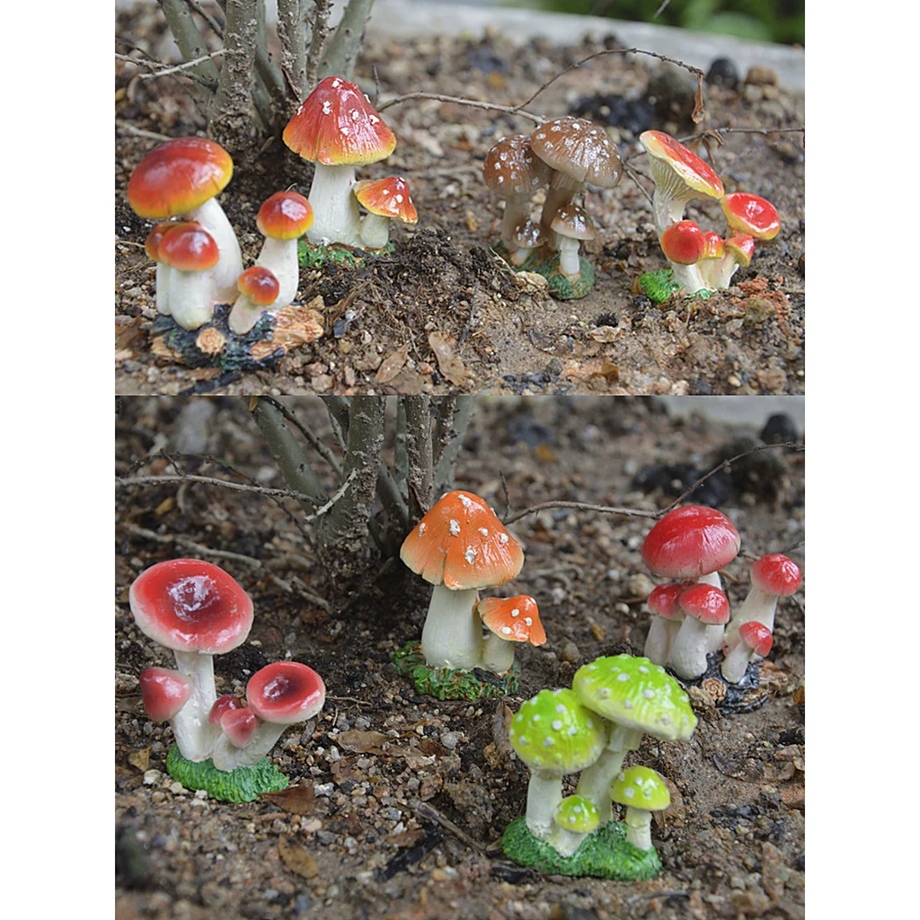 Home Garden Yard Mushroom Figure for Terrarium Moss DIY Doll House Accessory