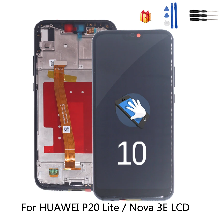 

Original For Huawei P20 Lite LCD Display Touch Screen Digitizer Phone Parts For Nova 3e Screen With Frame LCD Display Free Tools