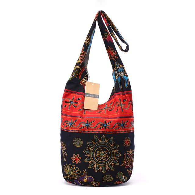 Women Vintage Shoulder Bag Mochila Retro Weave Fabric Messenger Bag Bohemian Style Hippie Aztec Folk Tribal Crossbody Bag 4