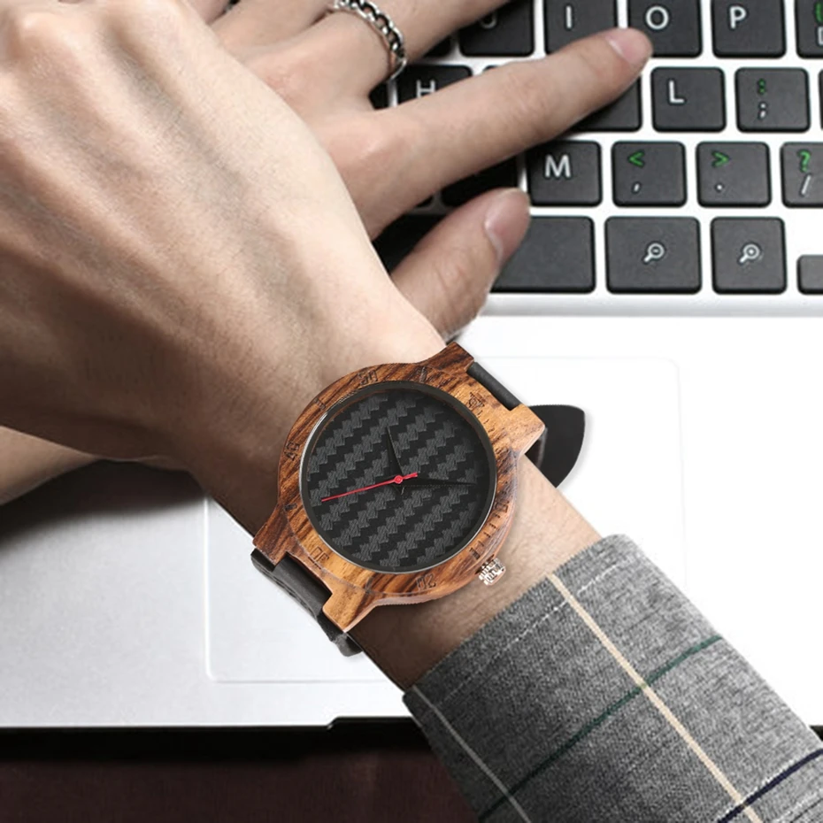 2017 TOP Minimalist Handmade Wooden Quartz Watch Mens Black Simple Analog Wrist Watch Fashion Male Sports horloges mannen 2018 (15)