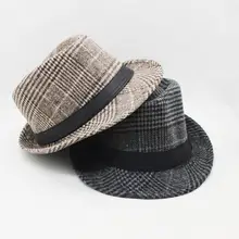 Бренд Новинка унисекс хлопок плед весна осень для мужчин и женщин Британский ретро джаз шляпа модные панамки fedora Fedoras