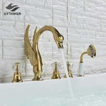 Luksusowa złota umywalka do łazienki bateria umywalkowa mieszająca styl łabędź naczynie kran z rączka prysznica kran do wanny krany do umywalek woda z kranu