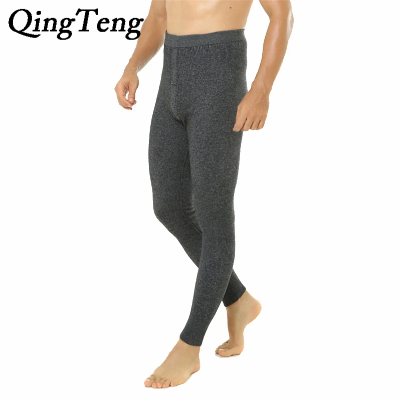 QingTeng Merino Wool Thermal Underwear Black Tights Long Johns Men For Winter Cashmere Leggings QingTeng Merino Wool Thermal Underwear Black Tights Long Johns Men For Winter Cashmere Leggings