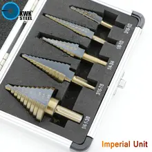 HSS Step Drill Bit Cobalt Alloy Titanium Coat Bits Triangular Round Shank Metal Multiple Inch Drilling Set Hole Cutter 5in1 Case HSS Step Drill Bit Cobalt Alloy Titanium Coat Bits Triangular Round Shank Metal Multiple Inch Drilling Set Hole Cutter 5in1 Case