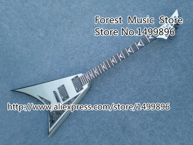 Best price at $308 Cheap Wholesale & Retail Chinese Musical Instrument 22 Frets Metallic Silver Jacksn Flying V Guitars Electric Custom Available