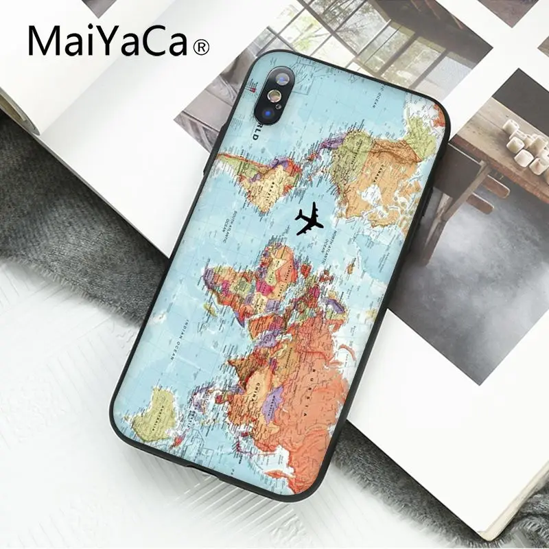 MaiYaCa путешествие в мире карта самолет план чехол для телефона для iphone 11 Pro 11Pro Max 8 7 6 6S Plus X XS MAX 5 5S SE XR