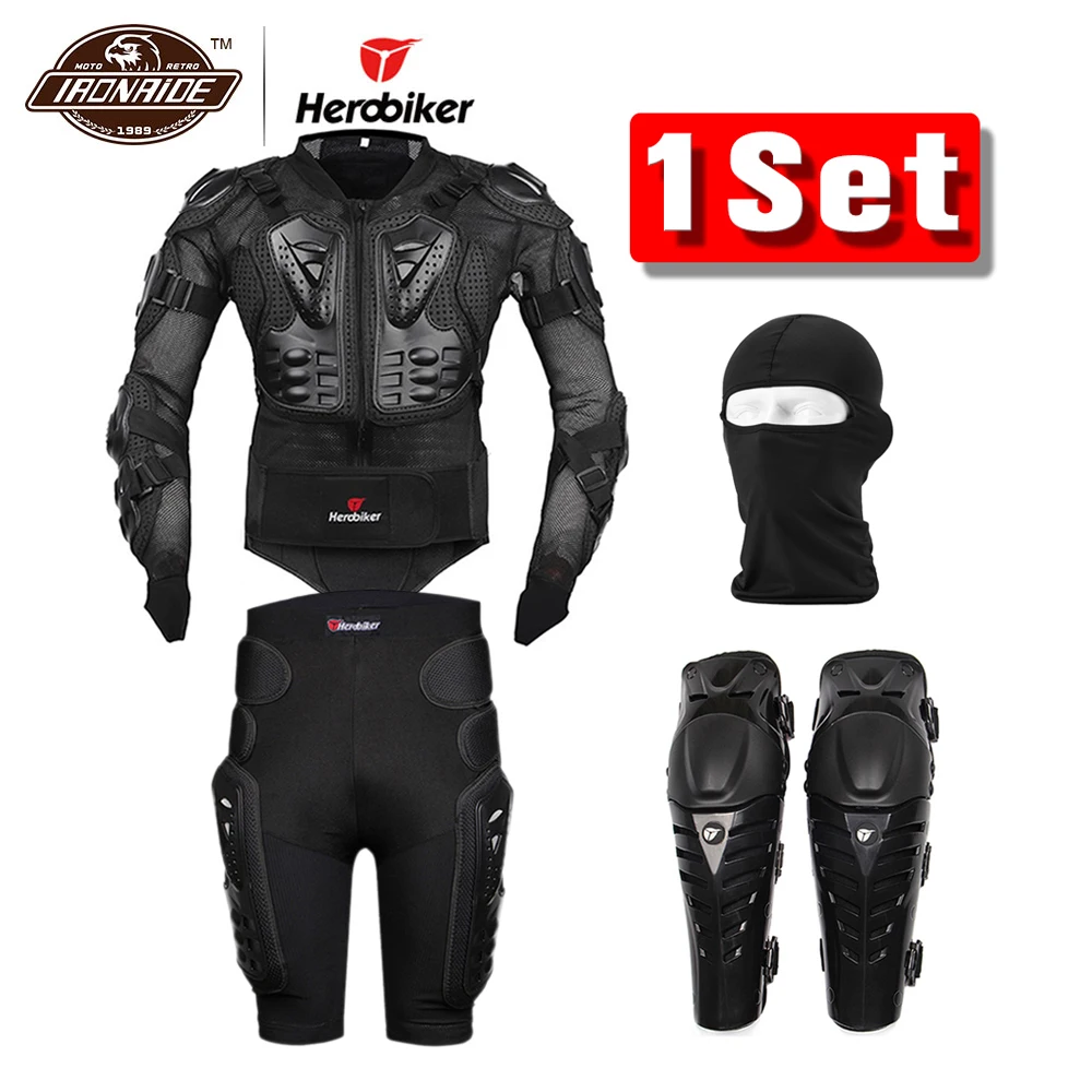 Herobiker мотоциклетная куртка защитная Экипировка + шорты штаны защита для бедер