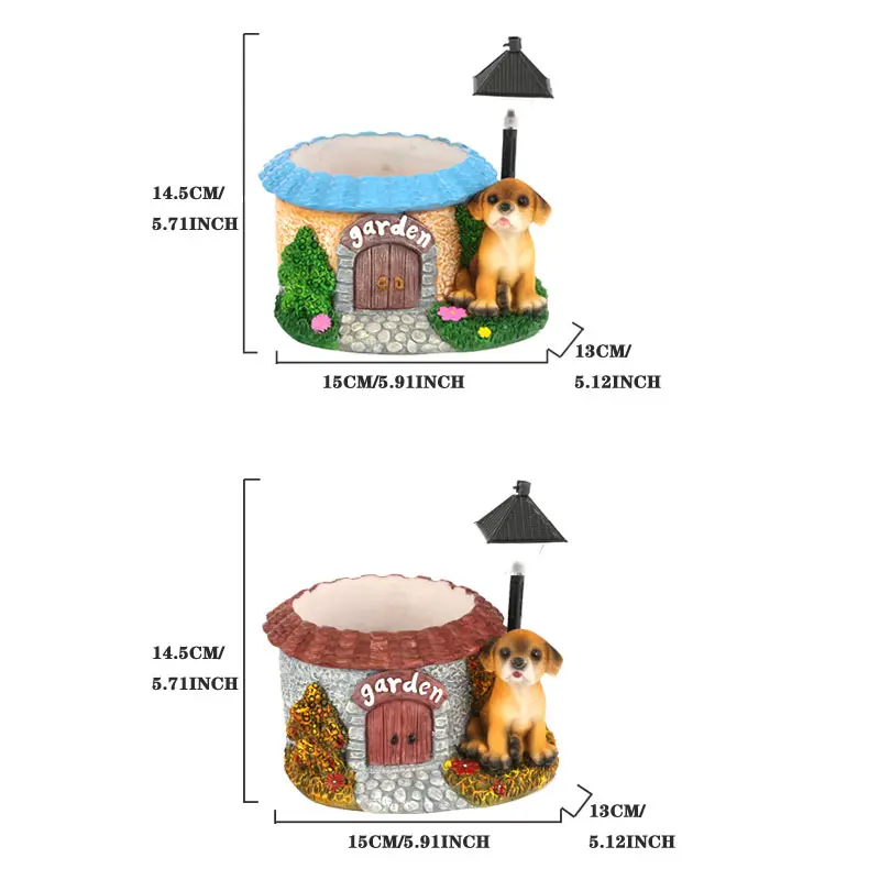 Домашний двухцветный светодиодный полимерный цветочный горшок, милый щенок, ручной работы, может хранить цветочный горшок, украшения для дома