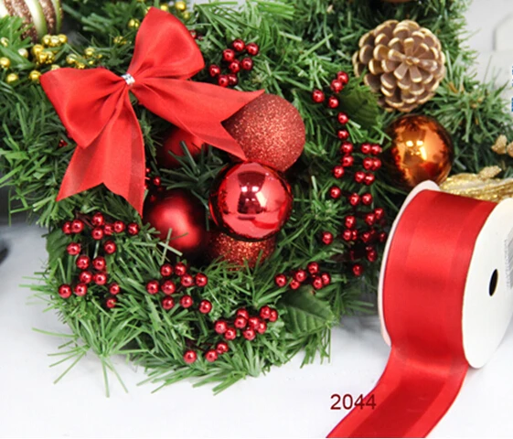 

Red satin gift wrapping wired edge ribbon 25yards roll