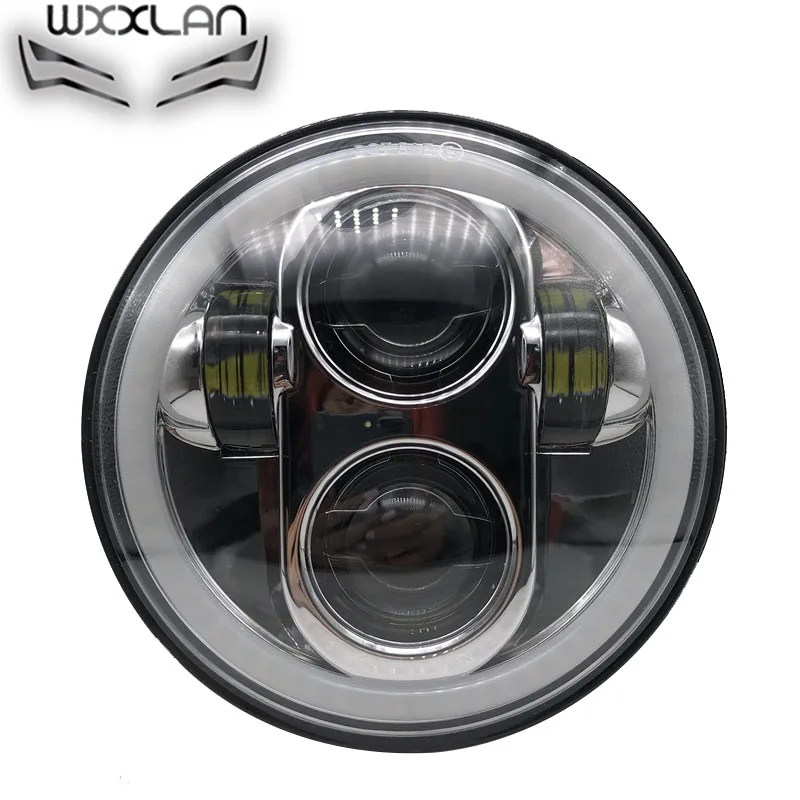 Wxxlan 5,75 дюймов светодиодные фары halo Кольцо Белый DRL Ангел глаз для мотоциклов Sportster Touring-Dyna Sportster 5 3/" фары - Цвет: chrome