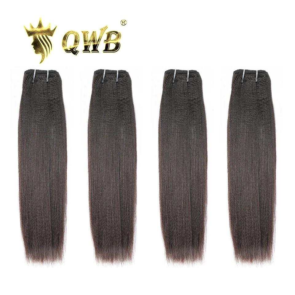 

Queen Weave Beauty QWB Light Yaki Free shipping 4Bundle/Lots 12''~24'' P Brazilian Virgin Nature Color 100% Human Hair Weaving