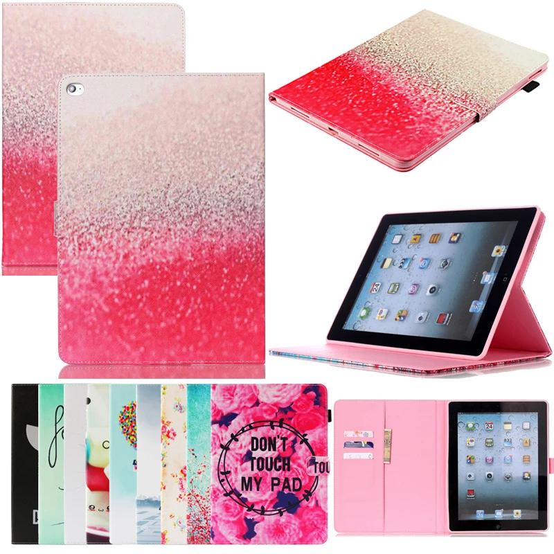 

Tablet iPad6 A1566 A1567 Funda For iPad Air 2 Luxury Cartoon Print Leather Wallet Magnetic Flip Case Cover Coque Shell Stand