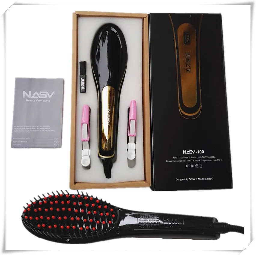 2016 LCD Electric Brush Hair Straightener Comb Hot Professional 80 230