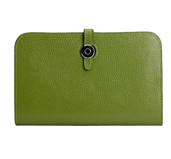 GENMEO, кошелек из натуральной кожи для женщин, кожаный клатч для паспорта, сумки с держателями карт, Женский подвижный Кошелек для монет, Bolsa - Цвет: green